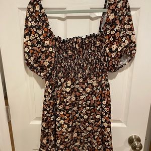Resa Blake Mini Dress with puff sleeve and smocked bodice Willow Print SZ LG NWT